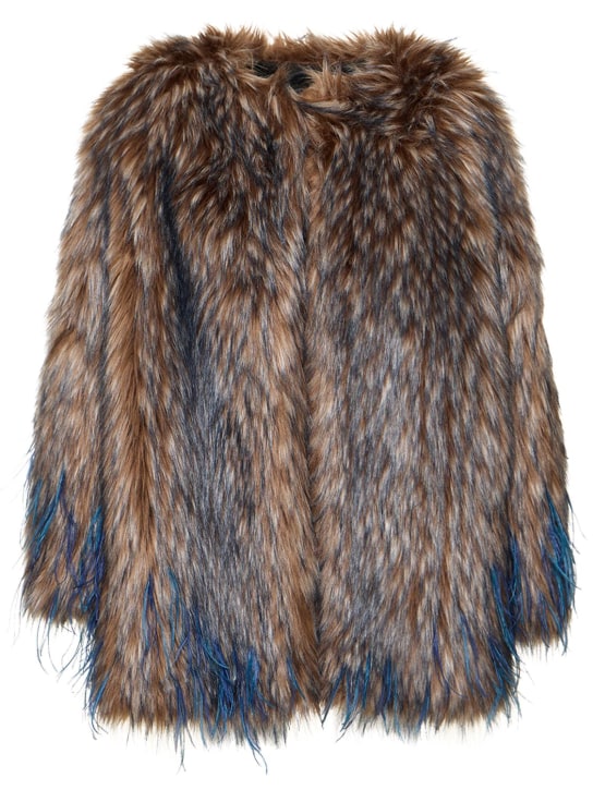Roberto Cavalli: Faux fur jacket w/ feathers - women_0 | Luisa Via Roma