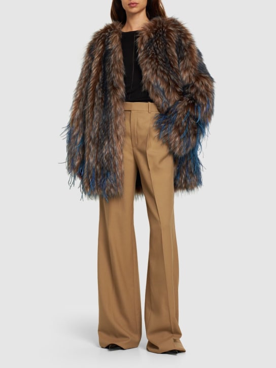 Roberto Cavalli: Faux fur jacket w/ feathers - Multicolor - women_1 | Luisa Via Roma
