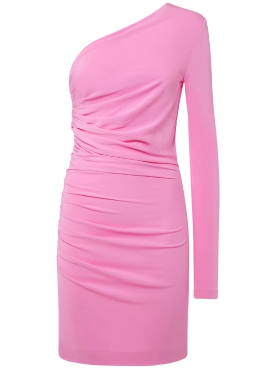 Dsquared2: Draped one shoulder jersey mini dress - Pink - women_0 | Luisa Via Roma