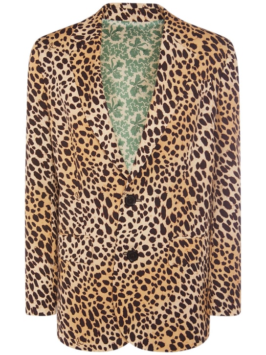 Dsquared2: Leopard print viscose twill jacket - Renkli - women_0 | Luisa Via Roma