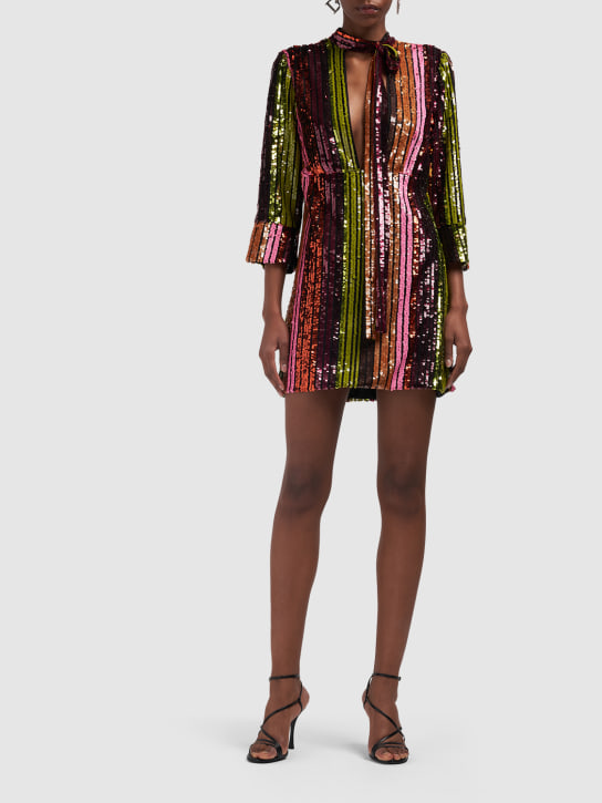 Dsquared2: Sequined long sleeve mini dress - Multicolor - women_1 | Luisa Via Roma