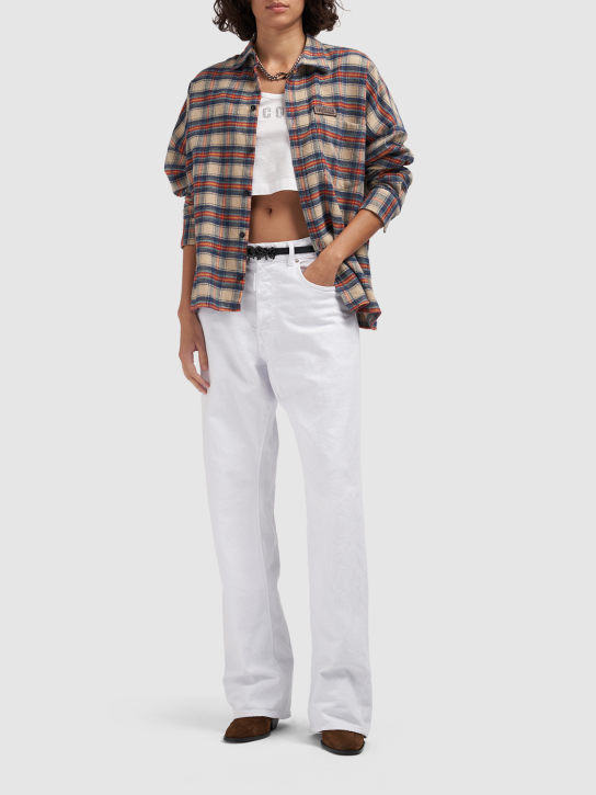 Dsquared2: Camicia regular fit in flanella di cotone check - Multicolore - women_1 | Luisa Via Roma