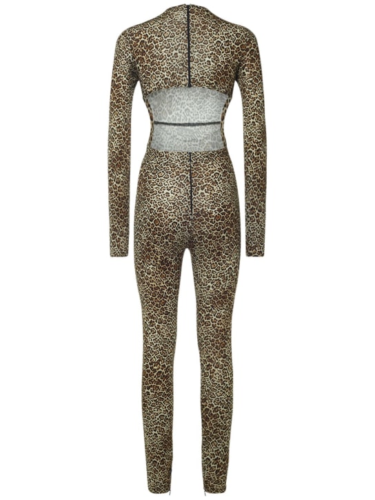 Dsquared2: Tuta in jersey leopard con cutout - women_3 | Luisa Via Roma