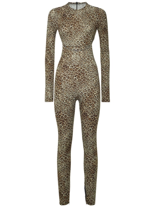 Dsquared2: Leopard print jersey cutout jumpsuit - women_0 | Luisa Via Roma
