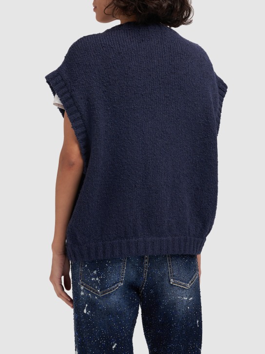 Dsquared2: Buttoned wool knit cardigan vest - Blue - women_1 | Luisa Via Roma