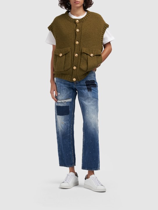 Dsquared2: Buttoned wool knit cardigan vest - women_1 | Luisa Via Roma
