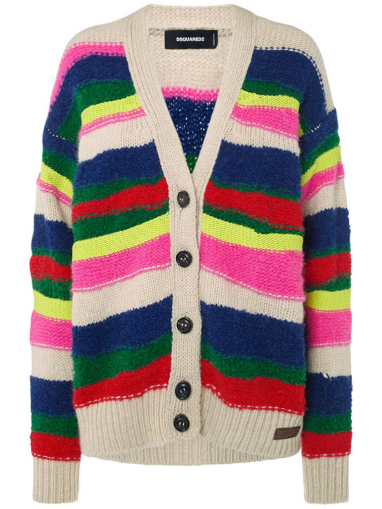 Dsquared2: Multicolor stripe knit cardigan - women_0 | Luisa Via Roma