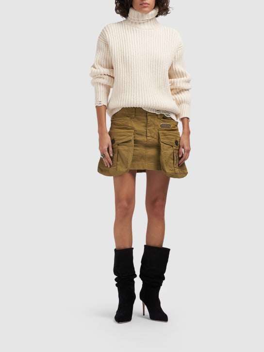 Dsquared2: Sweater aus Wollmischstrick mit Rollkragen - Creme - women_1 | Luisa Via Roma