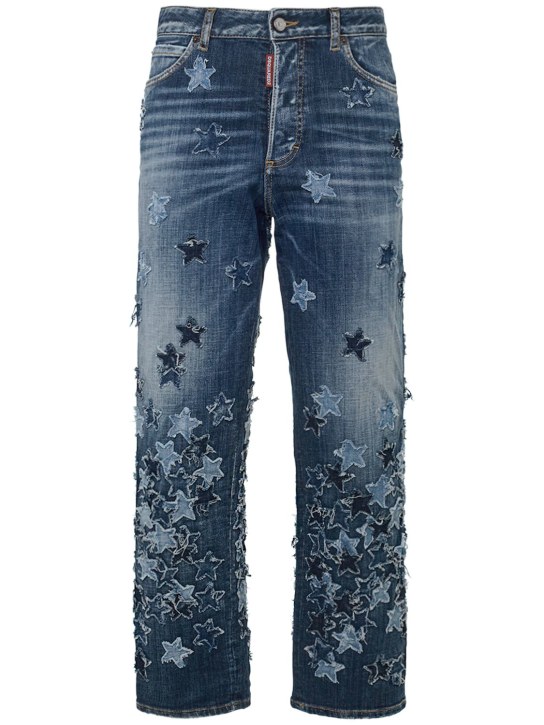 Dsquared2: Jeans larghi Boston con ricami - Blu - women_0 | Luisa Via Roma