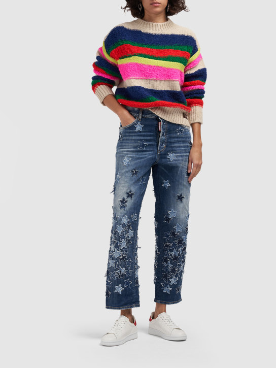 Dsquared2: Jeans larghi Boston con ricami - women_1 | Luisa Via Roma