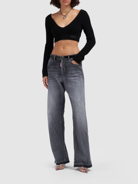 Dsquared2: Jeans mit Weitem Bein „Boston“ - Schwarz/Grau - women_1 | Luisa Via Roma