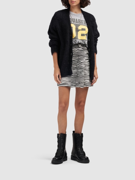 Dsquared2: Zebra print faux leather mini skirt - women_1 | Luisa Via Roma