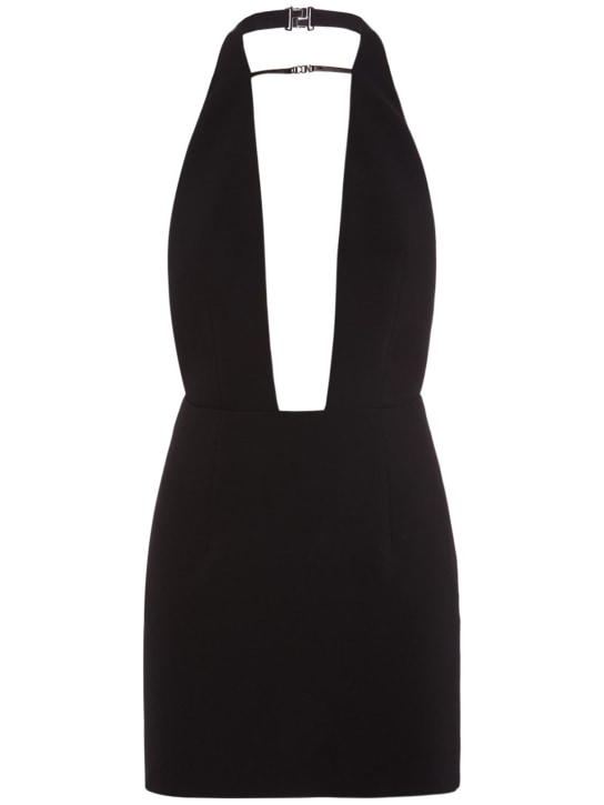 Black Mini Dress - Open Back Bodycon Dress - Halter Neck Dress