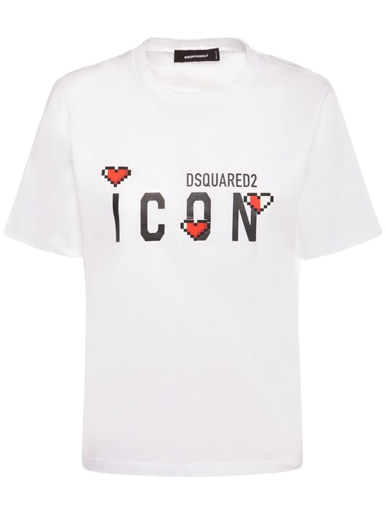 Dsquared2: Icon心形logo印花平纹针织T恤 - women_0 | Luisa Via Roma