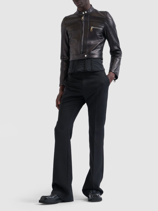 Dolce&Gabbana: Pantalon ample en laine stretch - Noir - men_1 | Luisa Via Roma