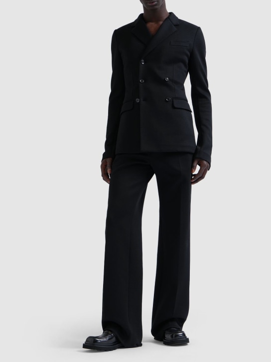 Dolce&Gabbana: 科技织物棉质双排扣西服夹克 - 黑色 - men_1 | Luisa Via Roma