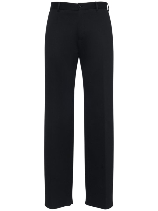 Dolce&Gabbana: Pantalones anchos de jersey de algodón - Negro - men_0 | Luisa Via Roma