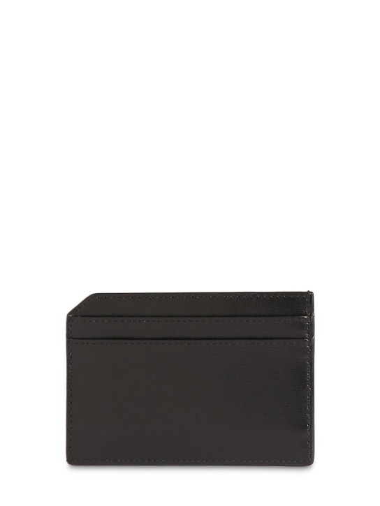 Saint Laurent: Tiny Cassandre leather card holder - Black - men_1 | Luisa Via Roma
