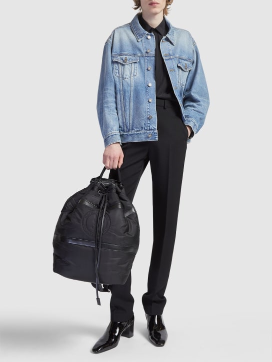 Saint Laurent: Rive Gauche Sling tech & leather bag - Black - men_1 | Luisa Via Roma