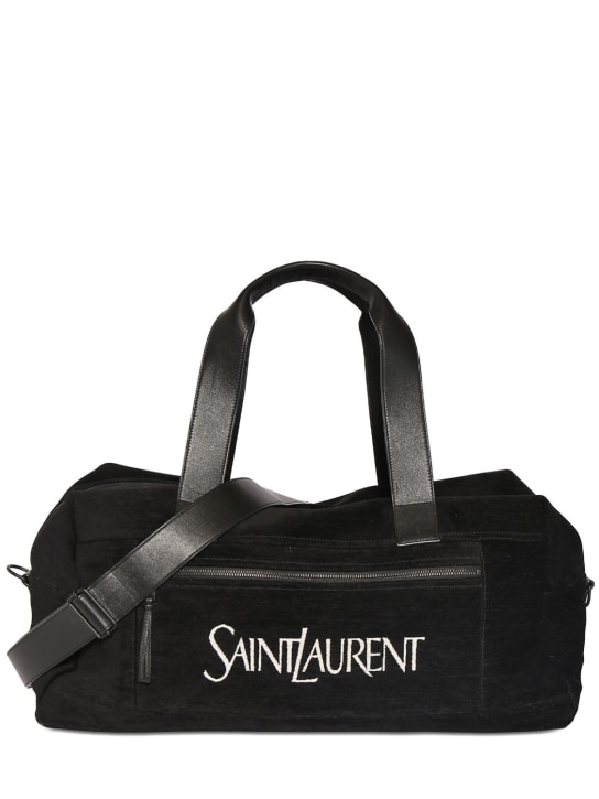 Saint Laurent: Saint Laurent leather duffle bag - Black - men_0 | Luisa Via Roma