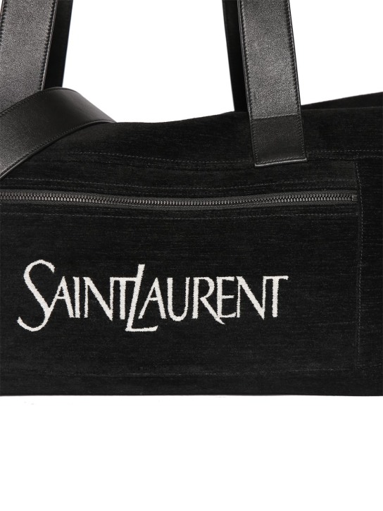 Saint Laurent: Saint Laurent leather duffle bag - Black - men_1 | Luisa Via Roma