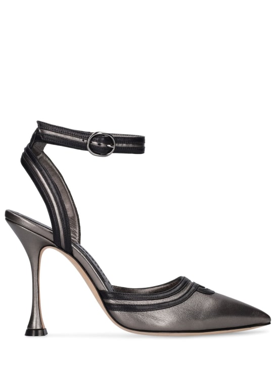 Manolo Blahnik: Zapatos de tacón de piel 105mm - Dark Silver/Bla - women_0 | Luisa Via Roma