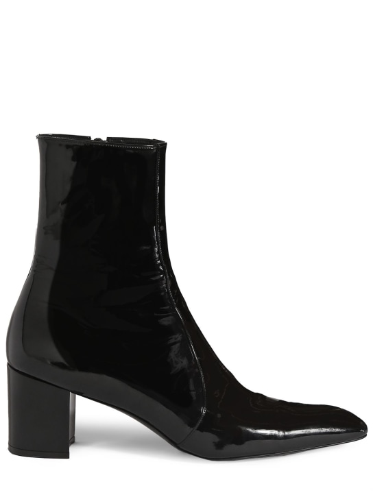 Saint Laurent: XIV 70 zipped shiny boots - Black - men_0 | Luisa Via Roma