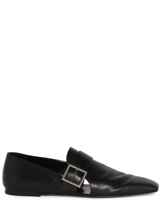 Saint Laurent: Tristan leather slippers - Black - men_0 | Luisa Via Roma