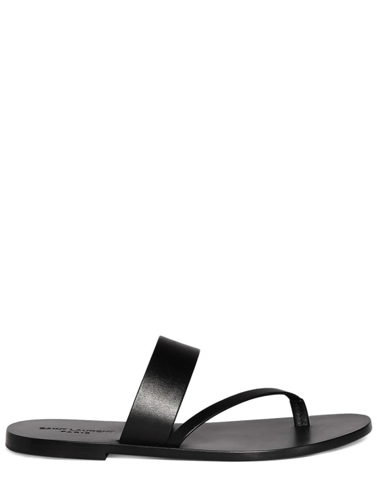 Saint Laurent: Milo 05 leather sandals - Siyah - men_0 | Luisa Via Roma