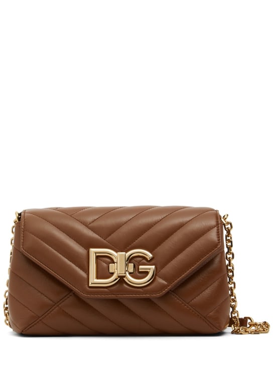 Dolce&Gabbana: Medium quilted leather shoulder bag - Cammello - women_0 | Luisa Via Roma