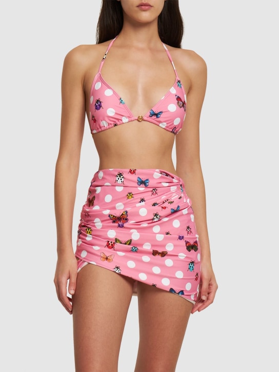 Versace: Butterfly printed jersey mini skirt - Pink - women_1 | Luisa Via Roma