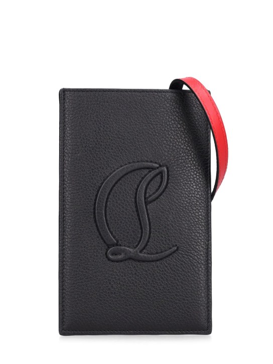 Christian Louboutin: By My Side leather phone case w/logo - Siyah - women_0 | Luisa Via Roma