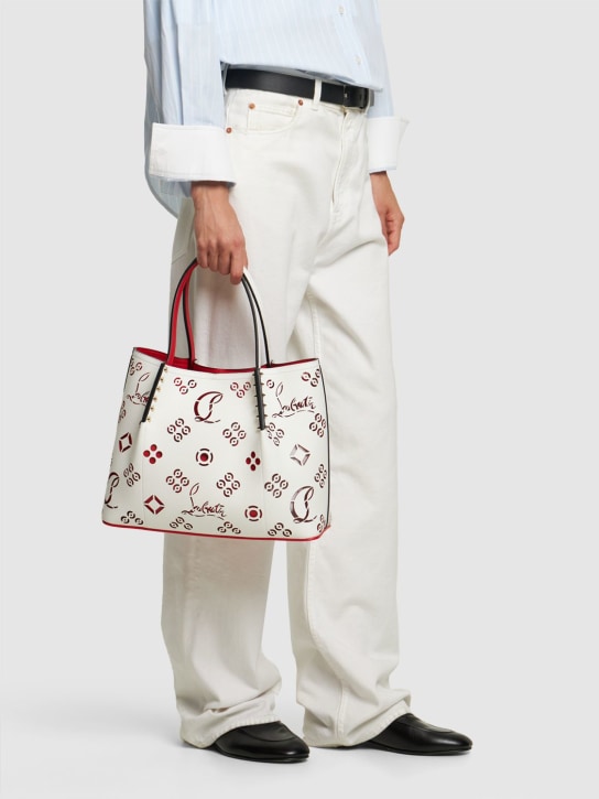 Christian Louboutin: Small Cabarock leather tote bag - White - women_1 | Luisa Via Roma