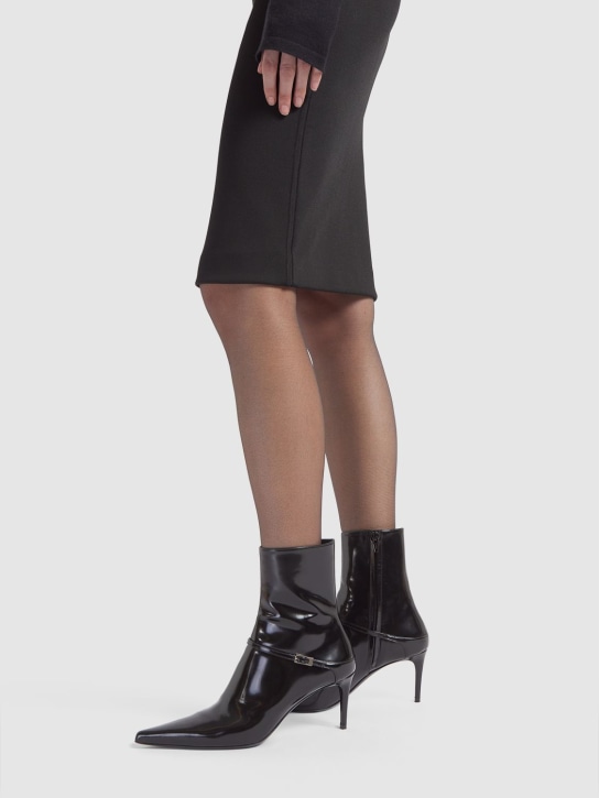 Saint Laurent: 70mm Vendome leather ankle boots - Siyah - women_1 | Luisa Via Roma