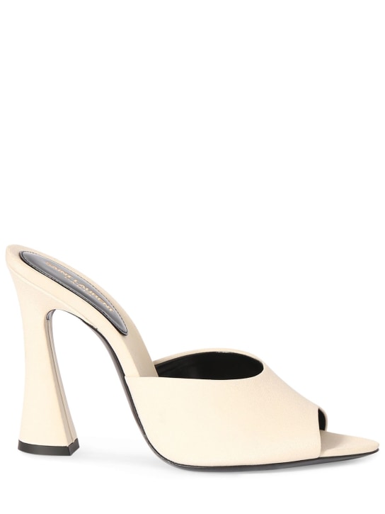 Saint Laurent: 105mm Suite silk mule sandals - Pale Sand - women_0 | Luisa Via Roma
