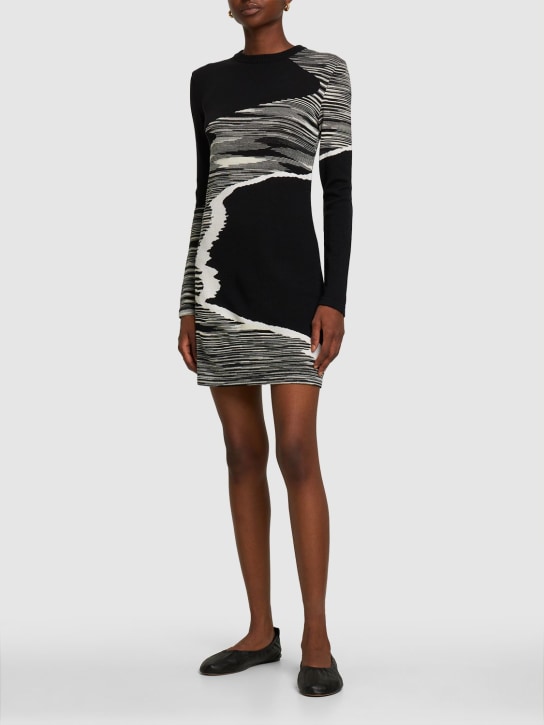 Missoni: Space dyed wool knit mini dress - Siyah/Beyaz - women_1 | Luisa Via Roma