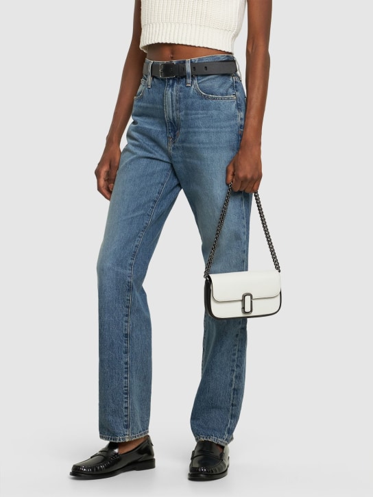 Marc Jacobs: The Mini J Marc leather shoulder bag - Black/White - women_1 | Luisa Via Roma