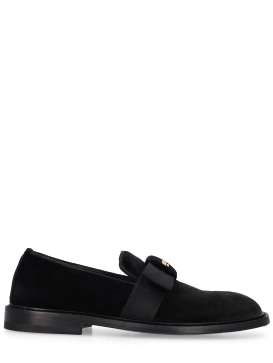Moschino: 25mm Slippers velvet loafers - Black - women_0 | Luisa Via Roma