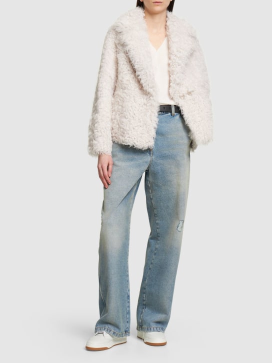 Blancha: Curly shearling short jacket - White - women_1 | Luisa Via Roma