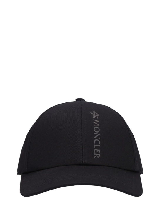 Moncler: 棉质华达呢棒球帽 - 黑色 - men_0 | Luisa Via Roma