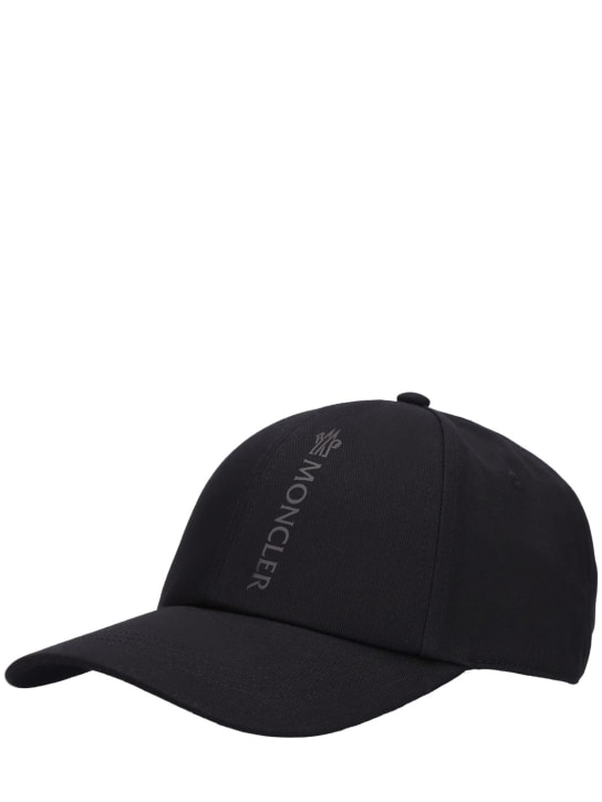 Moncler: 棉质华达呢棒球帽 - 黑色 - men_1 | Luisa Via Roma