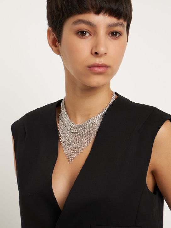 Isabel Marant: Dazzling crystal scarf necklace - Silver - women_1 | Luisa Via Roma