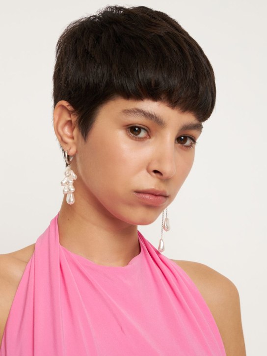 Isabel Marant: Charming pendant earrings - Silver/White - women_1 | Luisa Via Roma