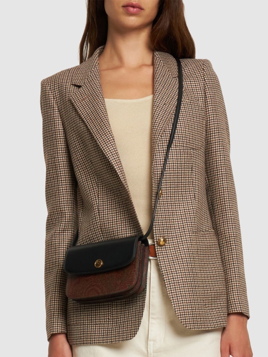 Etro: Sac porté épaule en cuir et coton paisley - women_1 | Luisa Via Roma