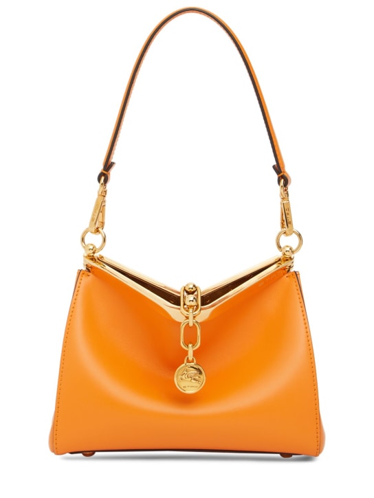 Etro: Small Vela leather shoulder bag - Orange - women_0 | Luisa Via Roma
