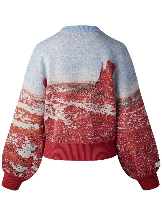 Canada Goose: Rokh landscape wool knit sweater - Red/Blue - women_1 | Luisa Via Roma