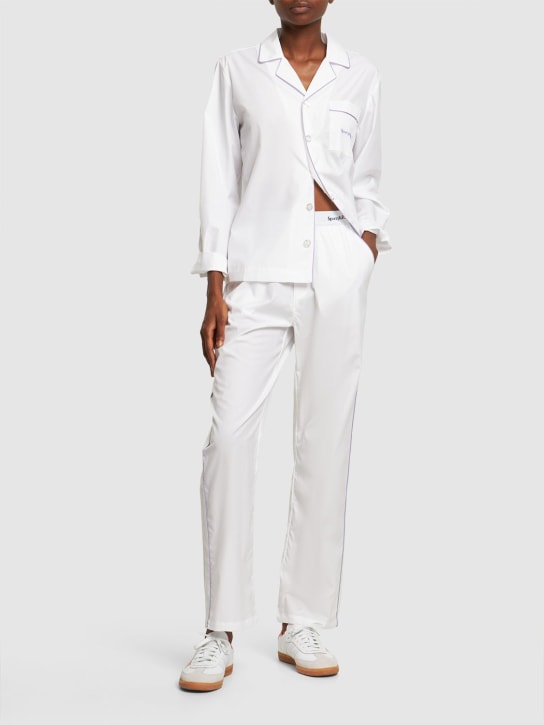 Sporty & Rich: Serif logo long-sleeve pajama top - White - women_1 | Luisa Via Roma