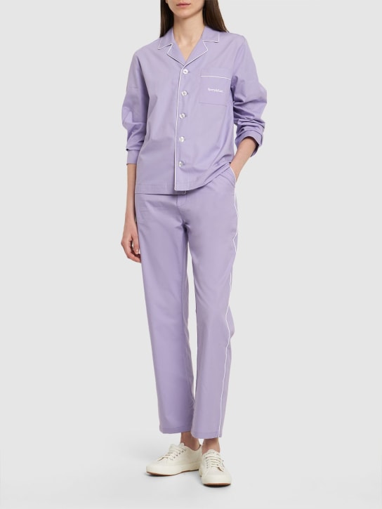 Sporty & Rich: Serif logo long-sleeve pajama top - Purple - women_1 | Luisa Via Roma
