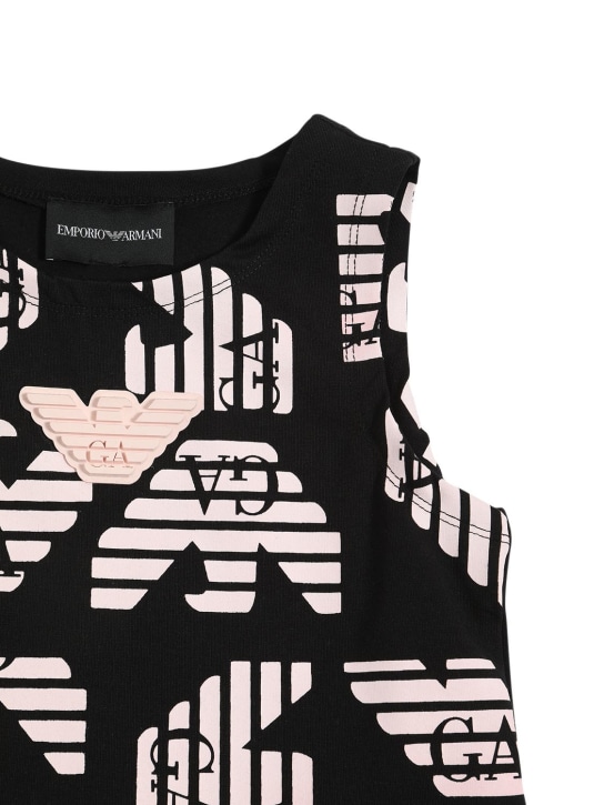 Emporio Armani: Kurze Top aus Baumwollmischung mit Logo - Schwarz/Pink - kids-girls_1 | Luisa Via Roma