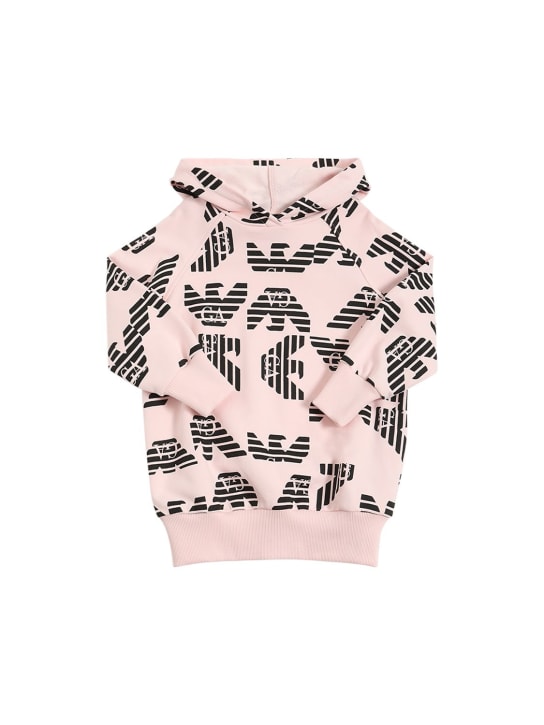 Emporio Armani: Sweat-shirt oversize & legging en coton - Rose/Noir - kids-girls_1 | Luisa Via Roma
